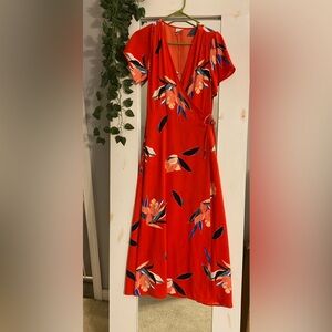 Red floral maxi wrap dress a new day